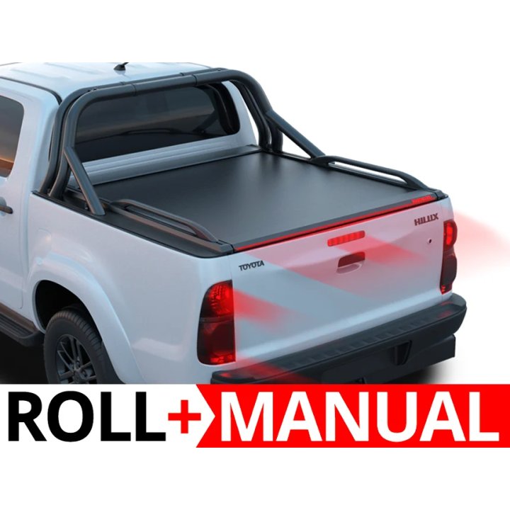 Manual Roll Top Tonneau Bed Cover, Tessera 4x4 Roll+, Toyota Hilux with OEM Rollbar 2005 - 2016 - EDK.ro