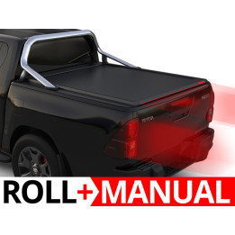 Manual Roll Top Tonneau Bed Cover, Tessera 4x4 Roll+, Toyota Hilux with OEM Rollbar Double Cab 2016 - 2026 - EDK.ro