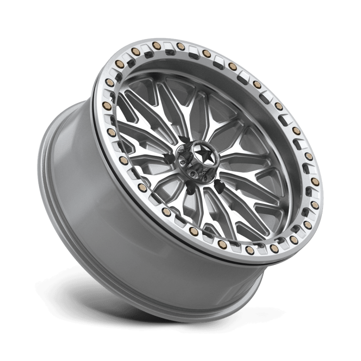 Alloy Wheel, MSA OffRoad Wheels MA53 BOLO Beadlock, 18x7.0, ET 10, 5x114.3, 72.56, Silver - EDK.ro