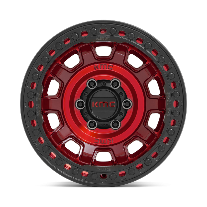 Alloy Wheel, KMC KM236 TANK Beadlock, 17x9.0, ET -38, 5x127, 71.5, Red - EDK.ro