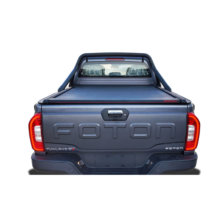 Manual Roll Top Tonneau Bed Cover, Tessera 4x4 SE, Foton Tunland G7 with OEM Rollbar 2019 - Present - EDK.ro