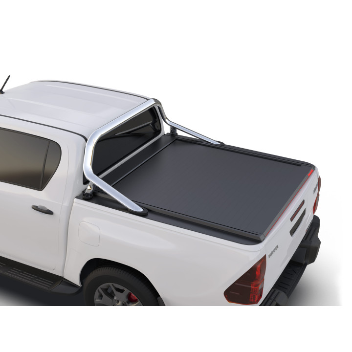 Manual Roll Top Tonneau Bed Cover, Tessera 4x4 SE, Toyota Hilux with OEM Rollbar Double Cab 2016 - 2026 - EDK.ro