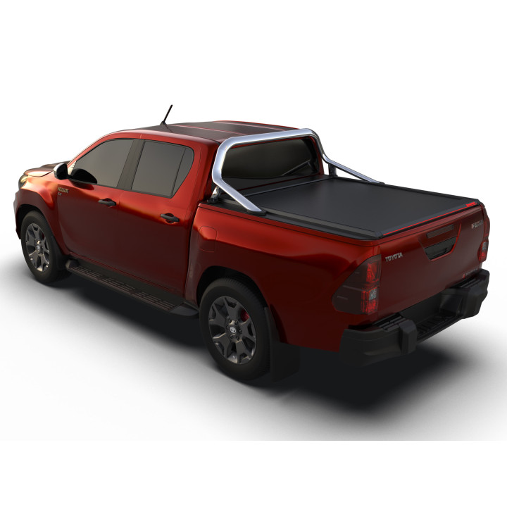 Manual Roll Top Tonneau Bed Cover, Tessera 4x4 SE, Toyota Hilux with OEM Rollbar Double Cab 2016 - 2026 - EDK.ro