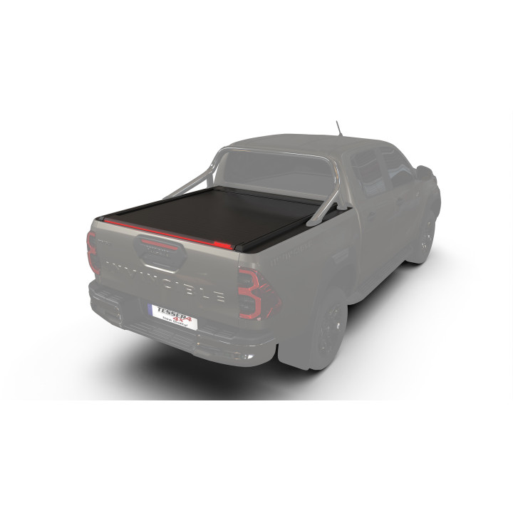 Manual Roll Top Tonneau Bed Cover, Tessera 4x4 SE+, Toyota Hilux with OEM Rollbar Double Cab 2016 - 2026 - EDK.ro