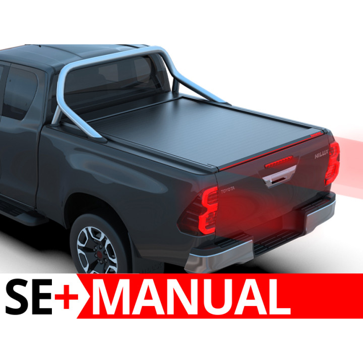 Manual Roll Top Tonneau Bed Cover, Tessera 4x4 SE+, Toyota Hilux with OEM Rollbar Extra Cab 2016 - 2026 - EDK.ro
