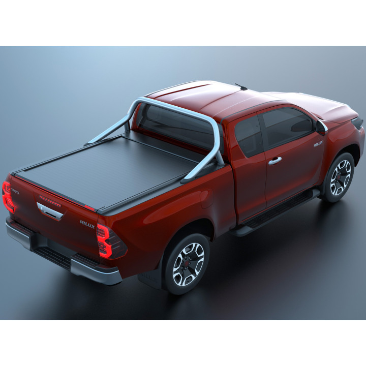 Manual Roll Top Tonneau Bed Cover, Tessera 4x4 SE+, Toyota Hilux with OEM Rollbar Extra Cab 2016 - 2026 - EDK.ro