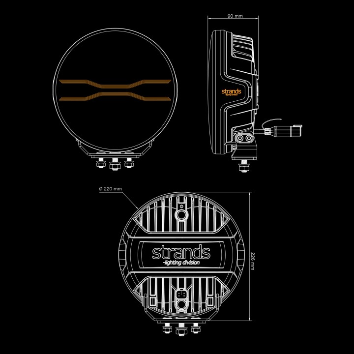 Proiector LED Omologat, Strands For9T 9" - EDK.ro