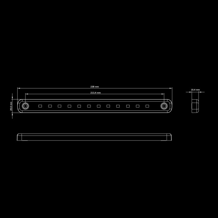 EC Approved LED Position Light Projector, Strands Dark Knight Slim 238mm - EDK.ro