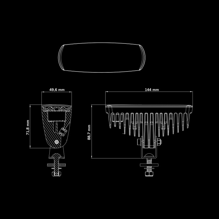 LED Warning Light, Strands Nuuk E-Line, Black, Power 13W - EDK.ro