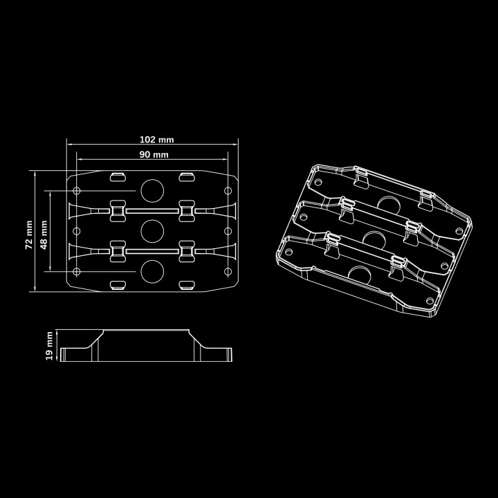 Kit de Integrare Proiectoare LED Omologate, Strands Triple Mount Firefly SEE Me - EDK.ro