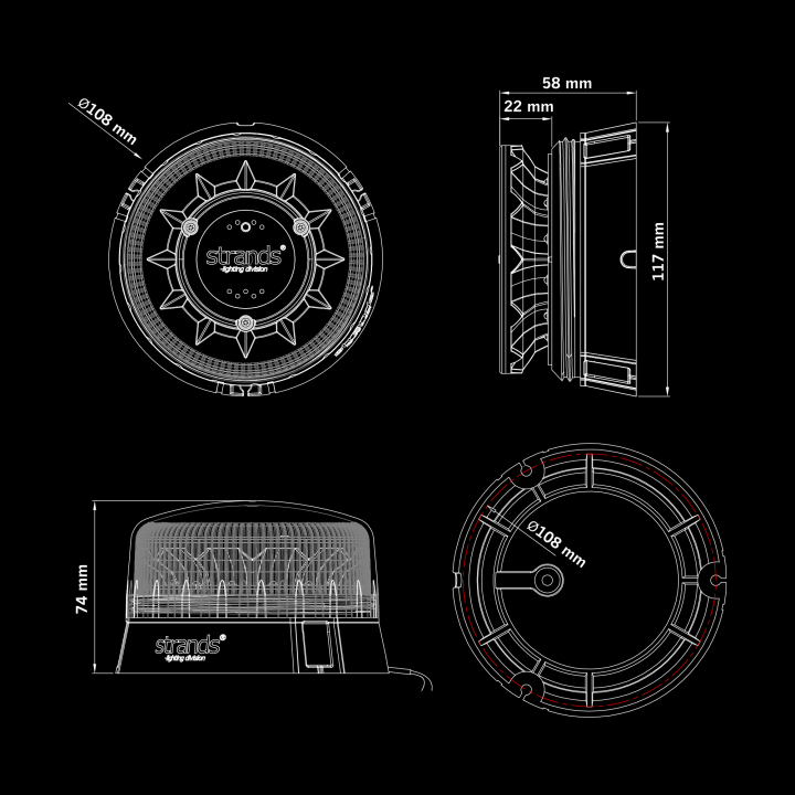 Girofar LED Omologat de Avertizare, Strands Freedom Black Raven Pharos - EDK.ro