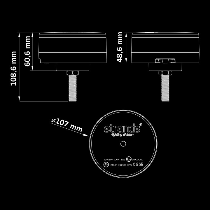 EC Approved LED Beacon Warning Light, Strands Unity 107mm - EDK.ro