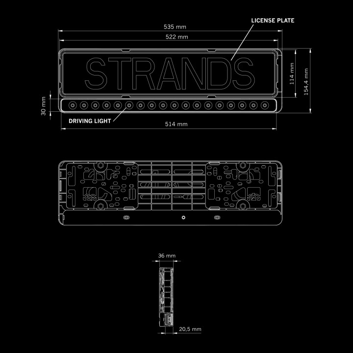 EC Approved LED Projector Integration Kit for Number Plate, Strands Nuuk E-Line 20", Volkswagen ID.7 2023 - Present - EDK.ro