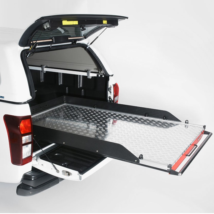Sliding Bed Tray, ProTop Extended Cab - Alloy Finish - Narrow Type (820 mm Width), Ford Ranger / Isuzu D-Max / Toyota Hilux Extra Cab 2012 - 2022 - EDK.ro