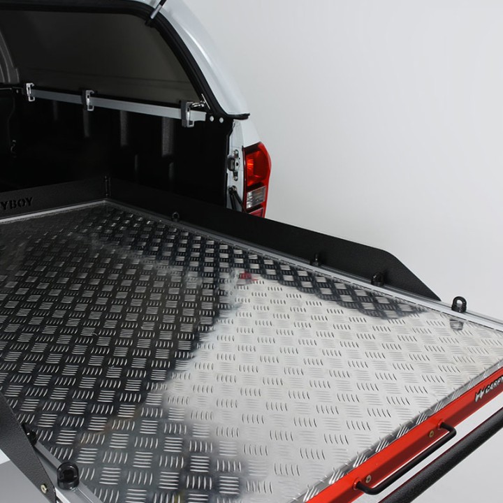 Sliding Bed Tray, ProTop Extended Cab - Alloy Finish - Narrow Type (820 mm Width), Ford Ranger / Isuzu D-Max / Toyota Hilux Extra Cab 2012 - 2022 - EDK.ro