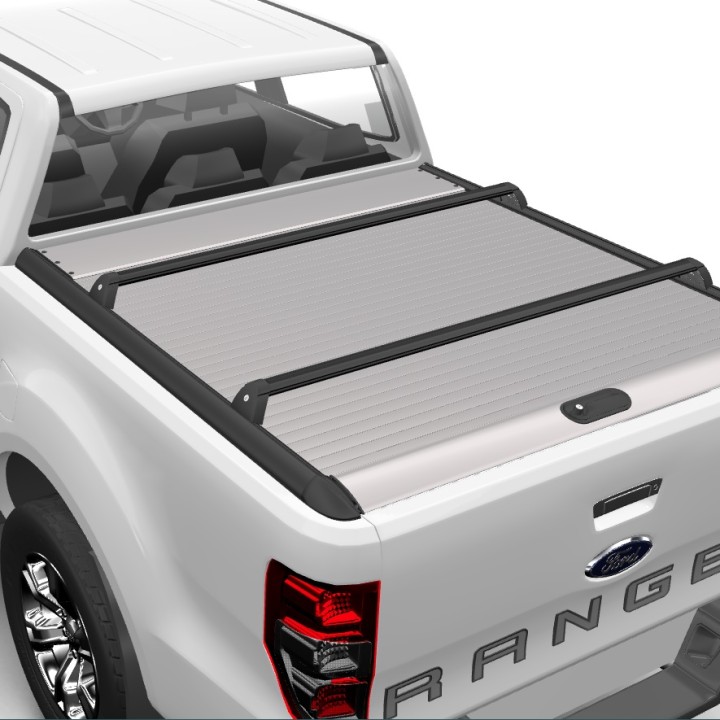 Roof Cross Bars, Mountain Top XLT Limited Roll, Color Black, Ford Ranger Double Cab 2012 - 2022 - EDK.ro