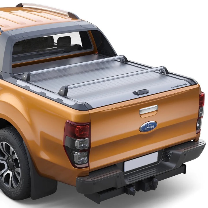 Roof Cross Bars, Mountain Top Roll, Color Silver, Ford Ranger Stormtrak / Thunder / Wildtrak Double Cab 2012 - 2022 - EDK.ro